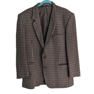 Vintage Dormeuil quilt brown plaid 100% cashmere sport jacket blazer size Large